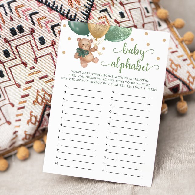 Nalle för Baby Alphabet ABC-spel för babyåga  Inbjudningar (Skapare uppladdad)