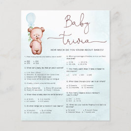 Nalle för Baby Facts Trivia Game Baby Shower