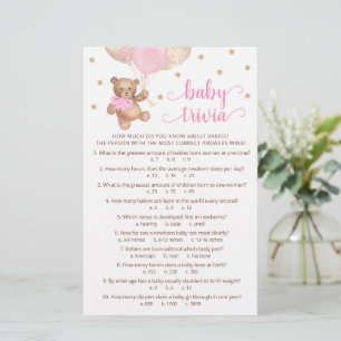 Nalle för Baby Facts Trivia Game Baby Shower