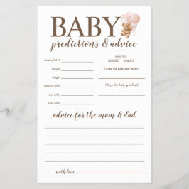 Nalle för baby-förutsägelser och Rosa-rådgivning Flygblad