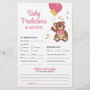 Nalle för baby-förutsägelser och Rosa-rådgivning Flygblad