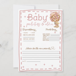 Nalle för baby-förutsägelser och Rosa-rådgivning Inbjudningar