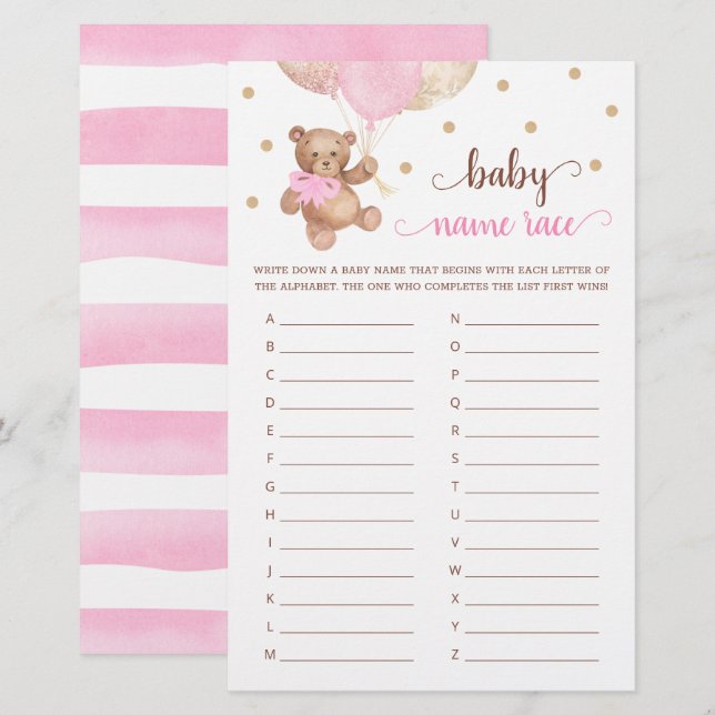 Nalle för babybabykläder för Tävling i Baby Namn (Fram/baksida)