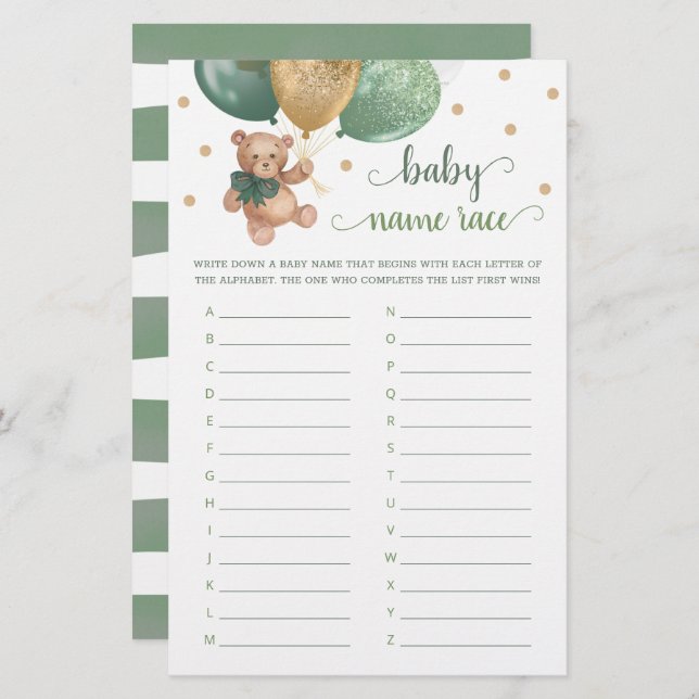 Nalle för babybabykläder för Tävling i Baby Namn (Fram/baksida)