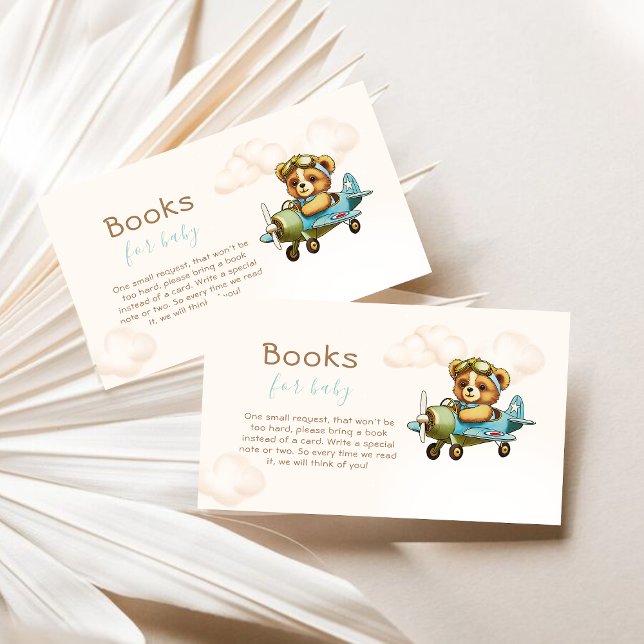 Nalle för babyskor för pilottopiloten tilläggskort (Whimsical Airplane Pilot Teddy Bear Baby Shower Enclosure Card)