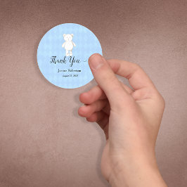 Nalle för babyskor, Tack | BABY BLUE Runt Klistermärke