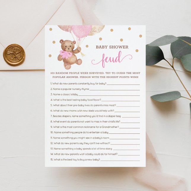 Nalle för babyvisningsprogram för feud-spel inbjudningar (Skapare uppladdad)