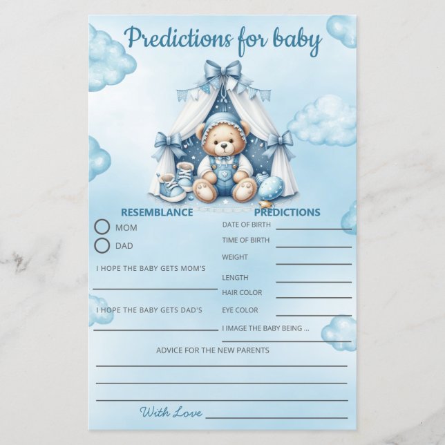 Nalle för babyvisningsspel i Tält-förutsägelse (Framsida)