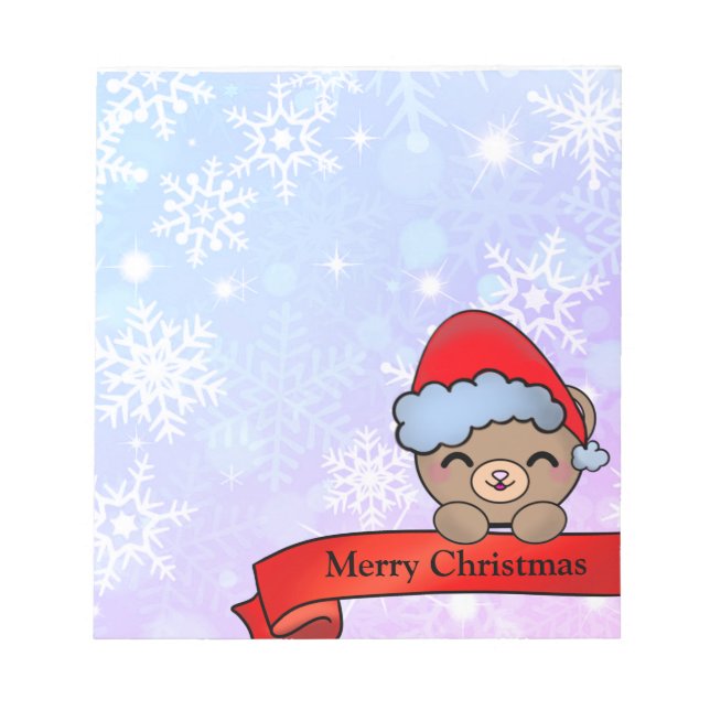 Nalle för jute med Snöflingor Anteckningsblock (Framsida)