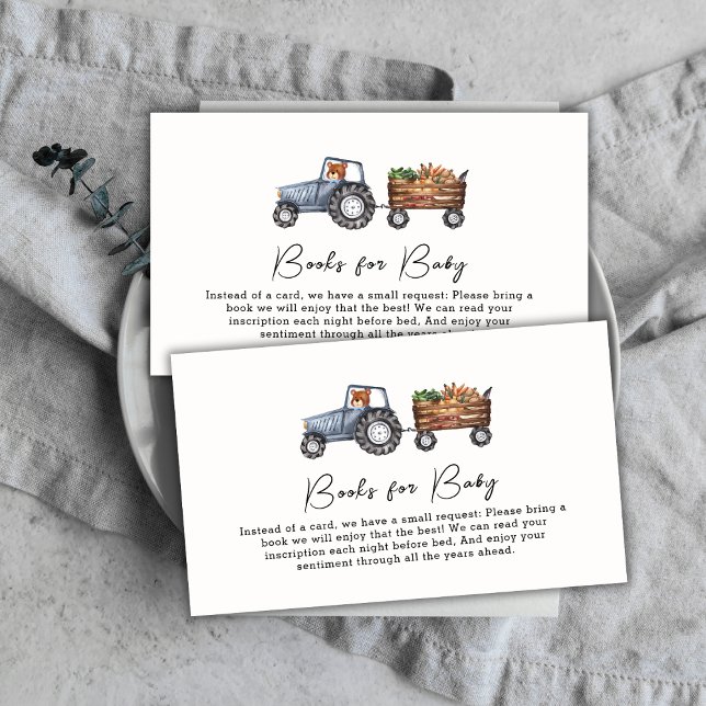 Nalle för lantbrukstraktor Bokar för babystölder Tilläggskort (Farm Tractor Teddy Bear Books For Baby Shower Enclosure Card)