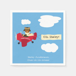Nalle för ljus Vintage Pilot Babykläder Pappersservett