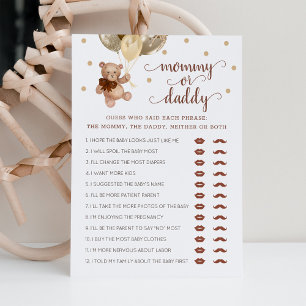 Nalle för mamma eller pappa Game Baby Shower Inbjudningar