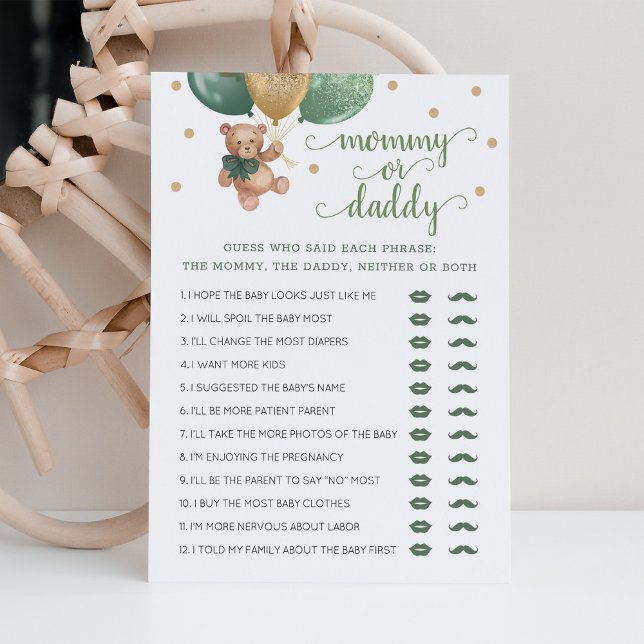 Nalle för mamma eller pappa Game Baby Shower Inbjudningar (Skapare uppladdad)