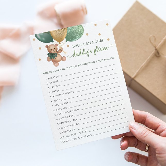 Nalle för pappor Phraase Game Baby Shower Inbjudningar (Skapare uppladdad)