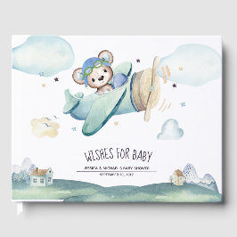 Nalle för pilotflygplan med vit vattenfärg gästböcker