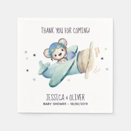 Nalle för pilotflygplan med vit vattenfärg pappersservett