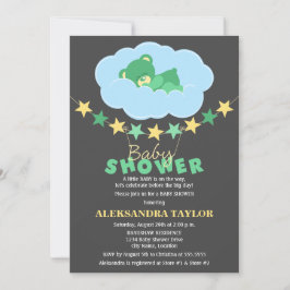 Nalle för sömnad Grönt i Cloud Baby Shower Inbjudningar