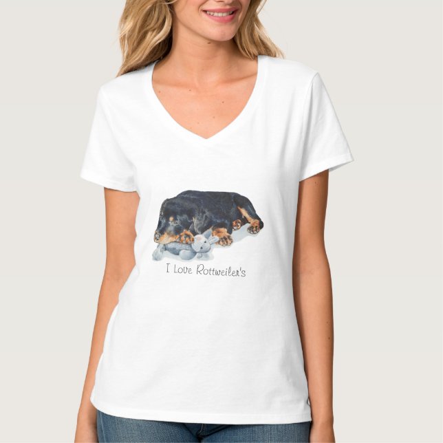 nalle för söt rovgirig hund-cuddling t shirt (Framsida)