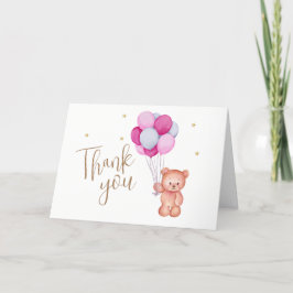 Nalle för spädbarn i Cute Blue Rosa Balloon Tack Kort