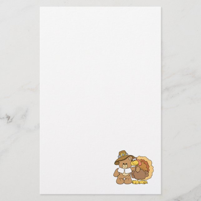 nalle för thanksgiving av kalkoner brevpapper (Framsida)
