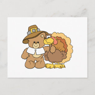 nalle för thanksgiving av kalkoner helg vykort