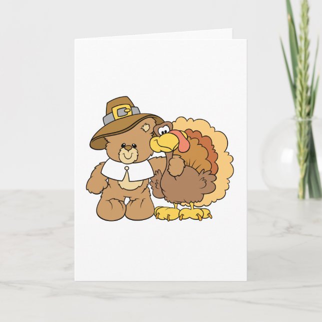nalle för thanksgiving av kalkoner helgkort (Framsida)