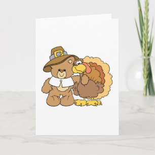 nalle för thanksgiving av kalkoner helgkort