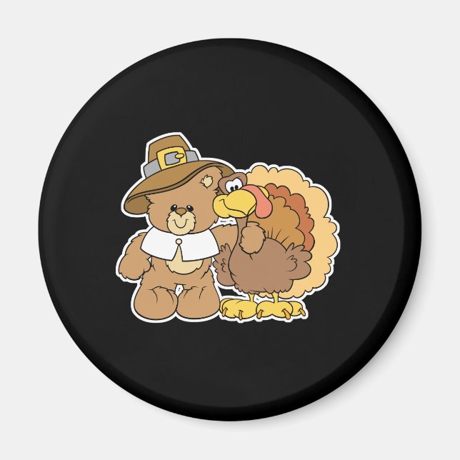 nalle för thanksgiving av kalkoner magnet (Framsidan)