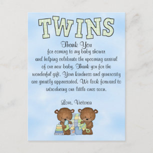 Nalle för Twin Boys för babyskor Vykort