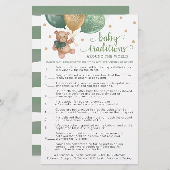 Nalle för Värld runt av baby Traditions-spel (Fram/baksida)