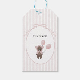 Nalle för viskartad rosa presentetikett