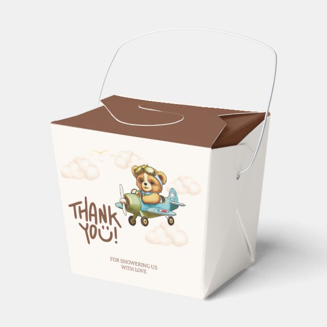 Nalle för vita vattenfärger Flygplan Tack Presentaskar (Framsidan Sidan)