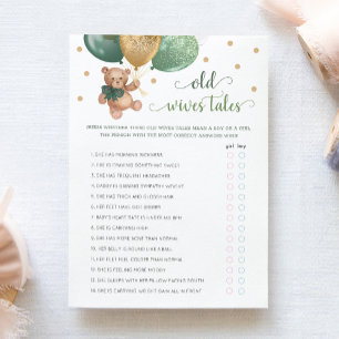 Nalle Gamla Wives Tales Gender Visa Baby-kort Inbjudningar