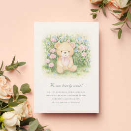Nalle Garden Classic Baby Shower Inbjudningar