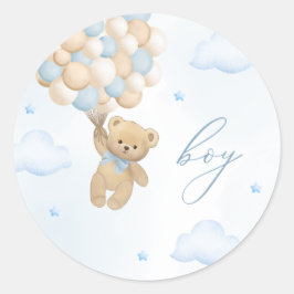 Nalle Gender Reveal Boy Runt Klistermärke