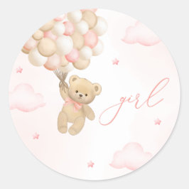 Nalle Gender Reveal Girl Runt Klistermärke