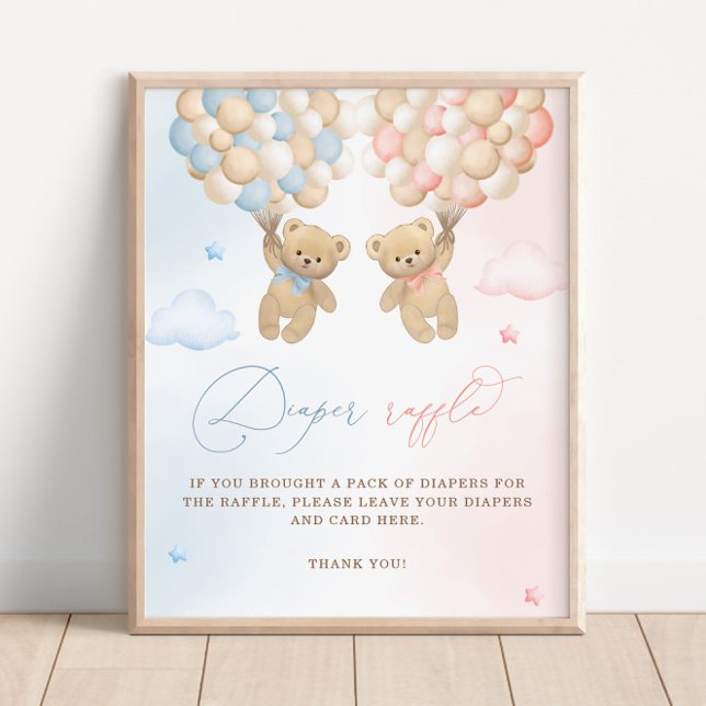 Nalle Gender Reveal Raffle Poster (Skapare uppladdad)