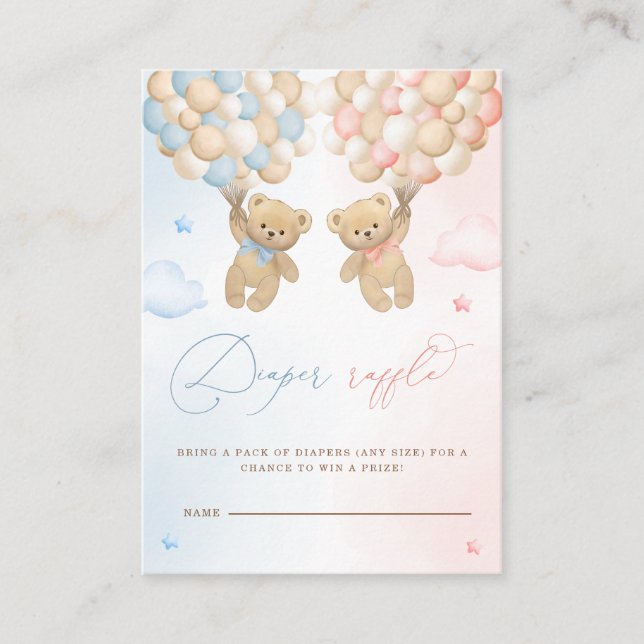 Nalle Gender Reveal Raffle Tilläggskort (Framsida)
