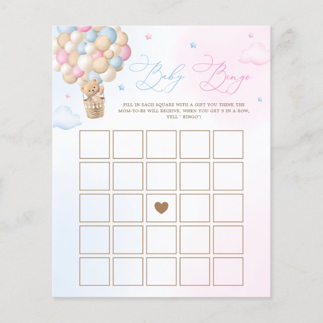 Nalle Gender Visa Baby Bingo-spel (Framsida)