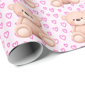 Nalle Gift Wrap - för Flicka Presentpapper