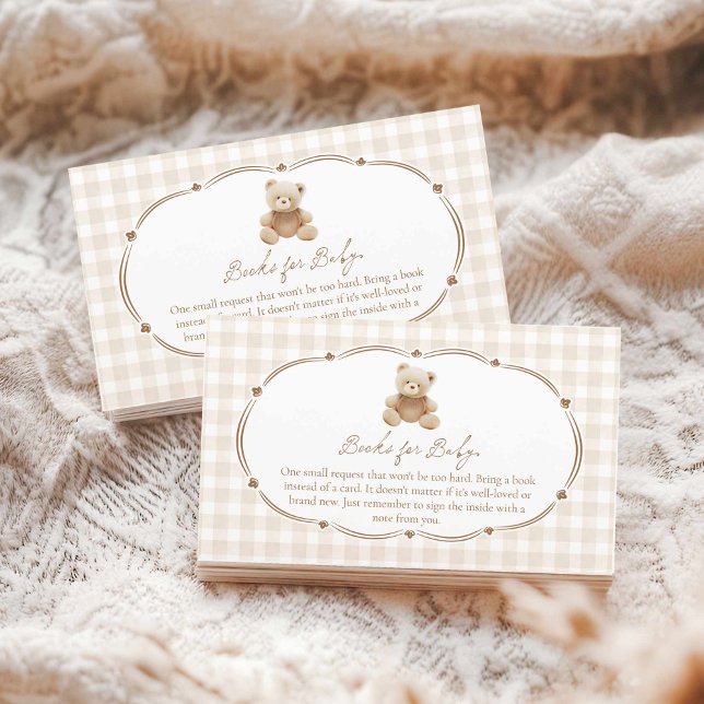 Nalle Gingham Bokar för Baby Tilläggskort (Teddy Bear Plaid Boy Baby Shower Books for Baby)