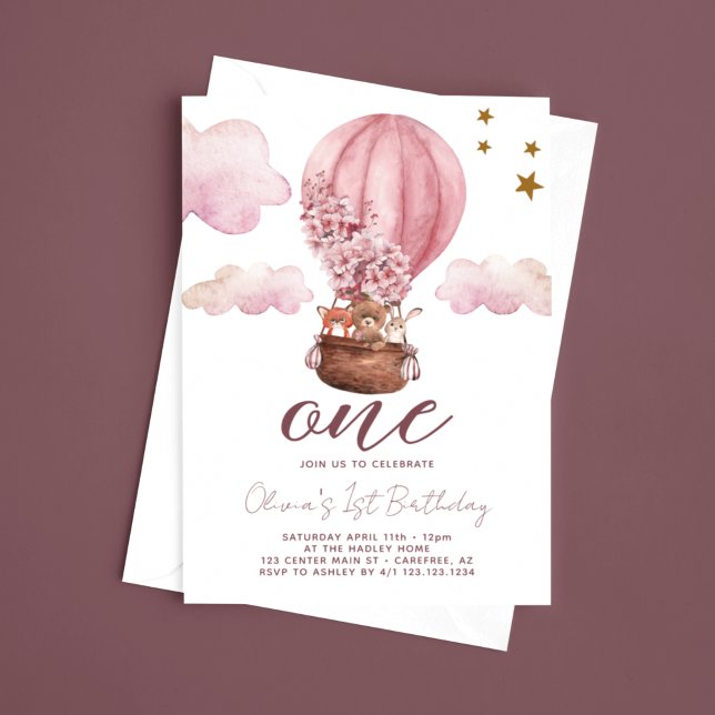 Nalle Girl 1st Birthday Inbjudningar (Skapare uppladdad)