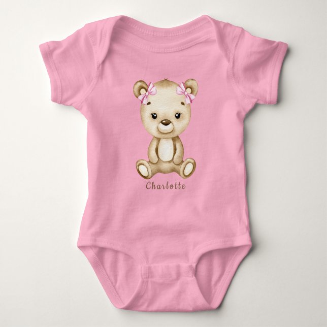 Nalle Girl Baby Bodydräkt T Shirt (Framsida)