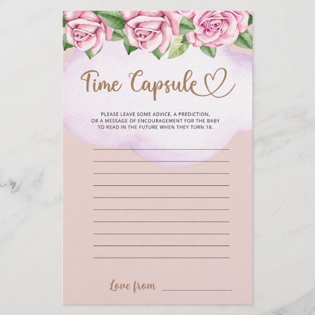 Nalle Girl Baby dusch Time Capsule (Framsida)