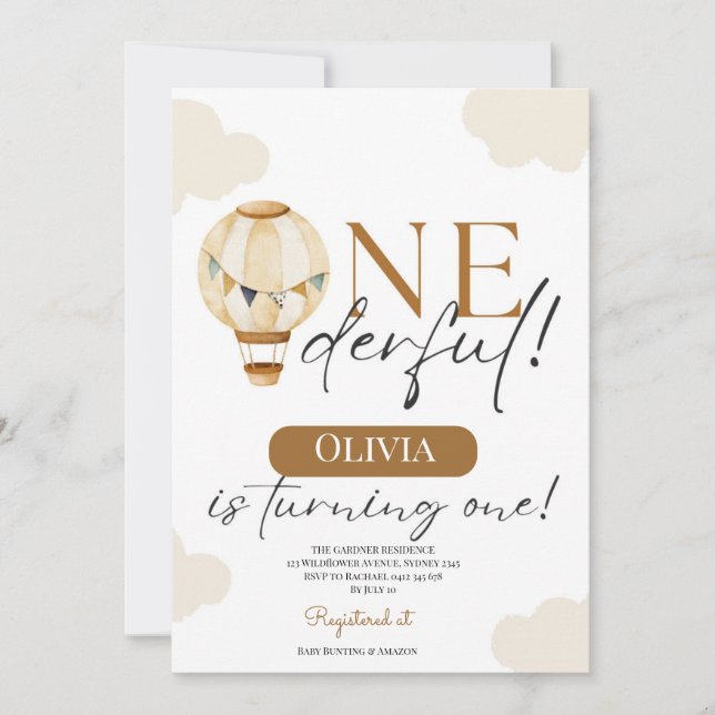 Nalle Girl Baby pastel 1:a födelsedag Inbjudningar (Framsida)