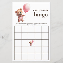 Nalle Girl Baby Shower Bingo Game