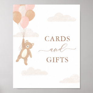 Nalle Girl Baby Shower Card and Gifts Sign Poster