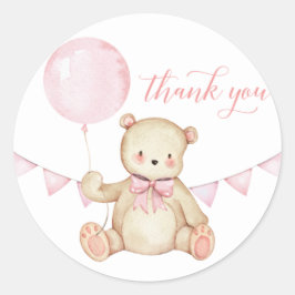 Nalle Girl Baby Shower Favor Sticker Runt Klistermärke