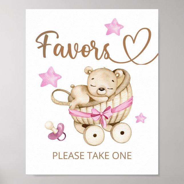 Nalle Girl Baby Shower-favoriter Poster (Framsidan)
