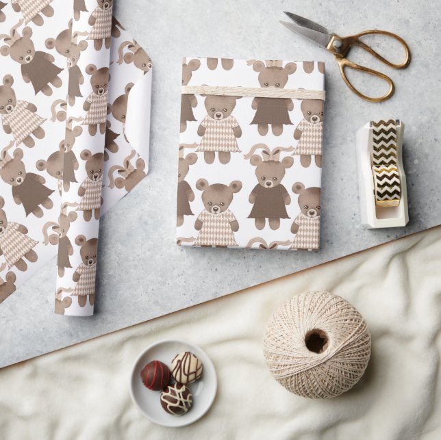 Nalle Girl Baby Shower Presentpapper (Hantverk)